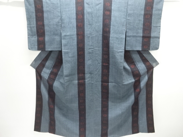 JAPANESE KIMONO / ANTIQUE STRIPED KIMONO FOR SUMMER PATTERN-WOVEN AUTH